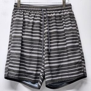 Rabbit Pull On Short Mens Medium Striped Drawstring Lined Athleisure 7" Inseam